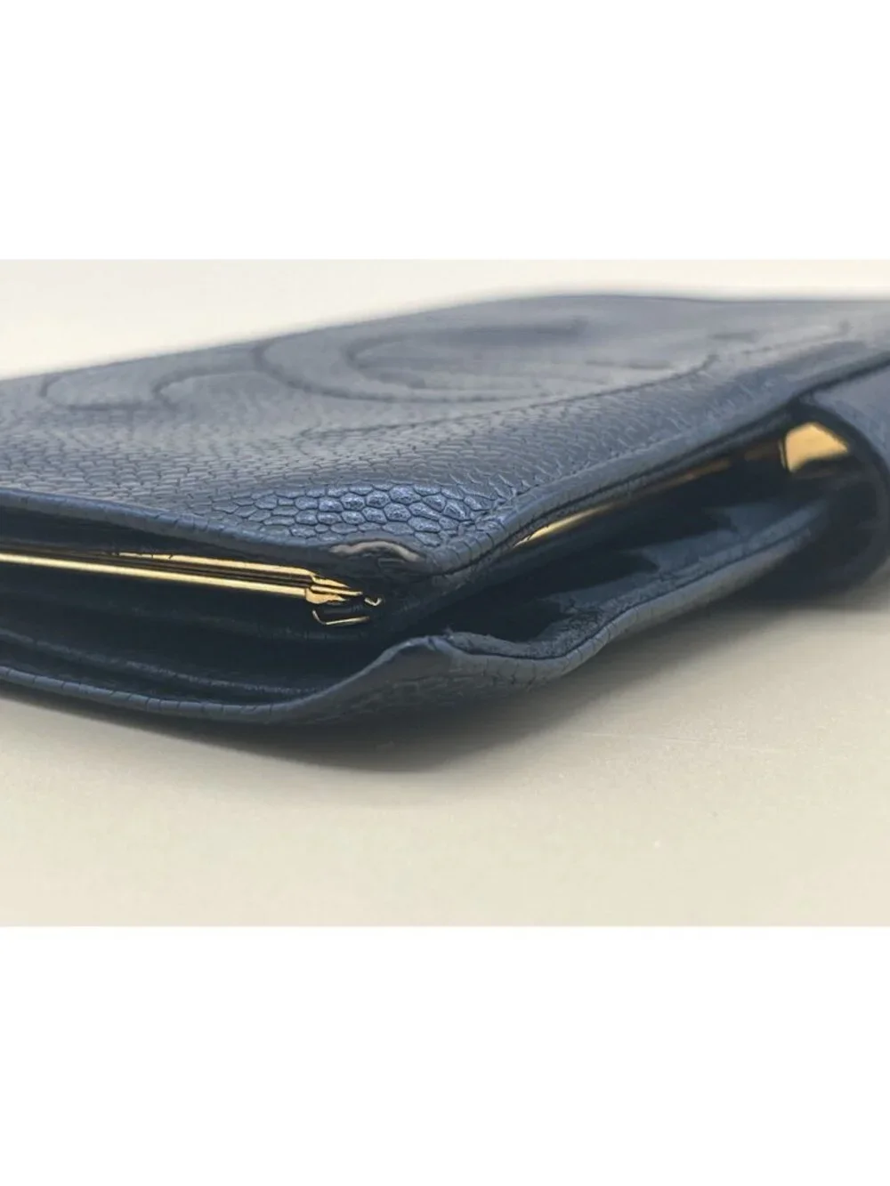 Chanel Timeless CC Long Bifold Wallet Black Caviar Leather Serial Sticker Snap T